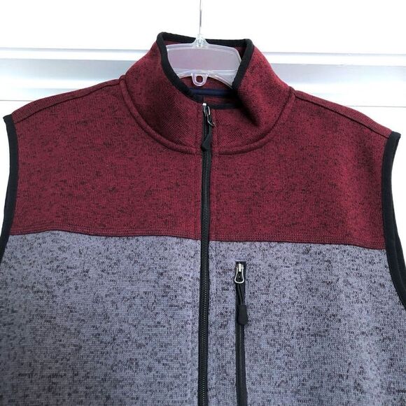 CLUB ROOM - NWT - M Sz L Colorblock Fleece Sweater Vest/Maroon & Grey. SO NICE! - Picture 11 of 16
